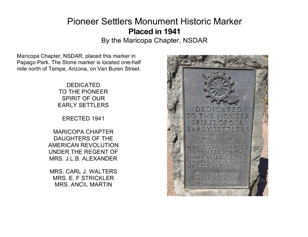 Pioneer Settlers Monument Historic Marker